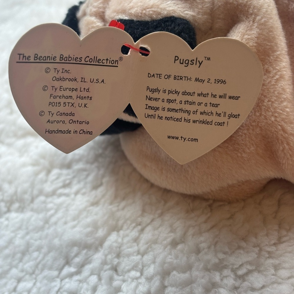 Ty Beanie Babies “Pugsly” Plush Dog Toy - Black and Tan. Retired - Picture 8 of 8